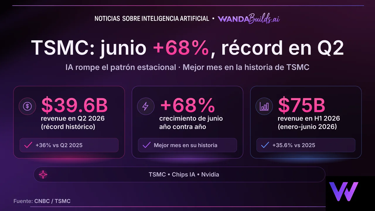 TSMC rompe su récord histórico con $39,600 millones en el segundo trimestre de 2026 por la demanda de chips de IA