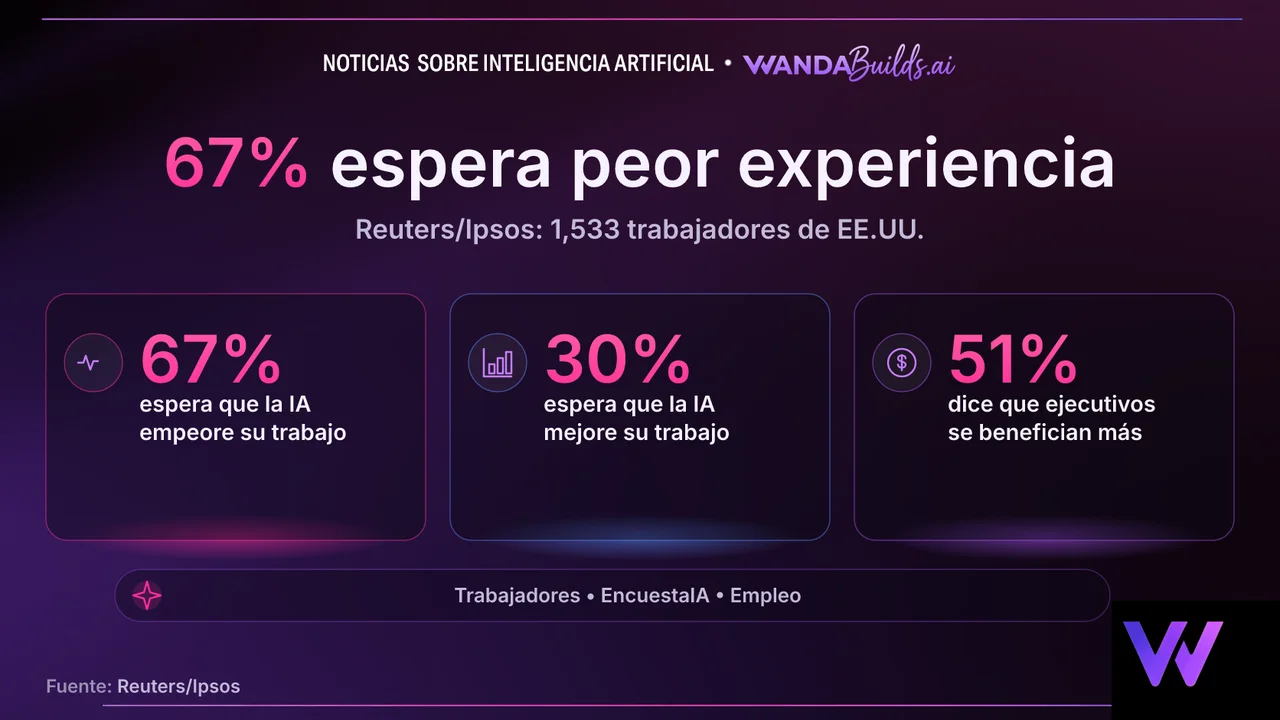 Dos tercios de los trabajadores de EE.UU. esperan que la IA empeore su trabajo, según sondeo Reuters/Ipsos