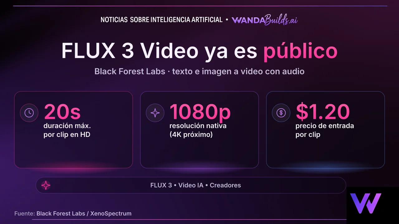 FLUX 3 Video ya disponible para todos: clips de hasta 20 segundos con audio nativo sincronizado